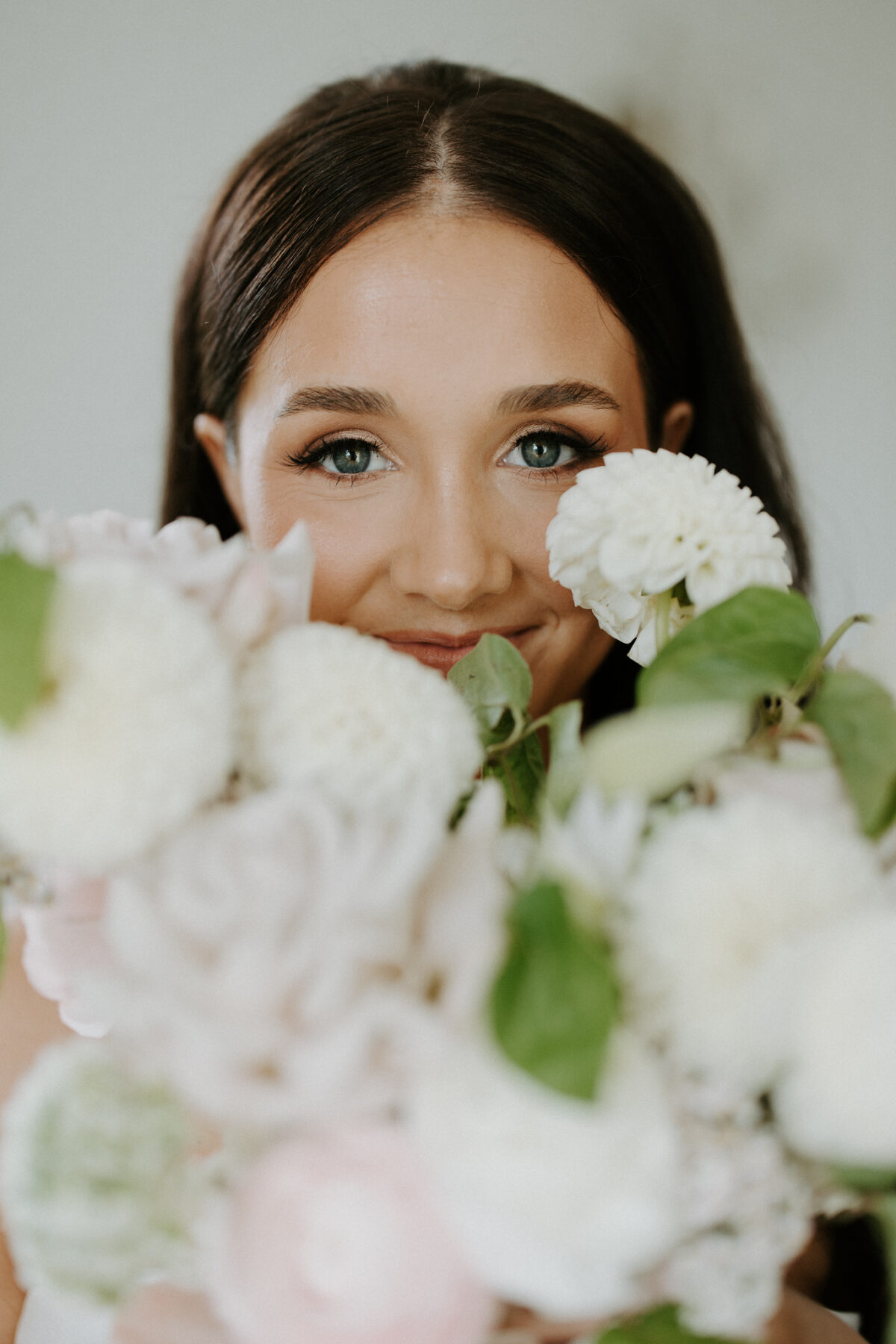 bride and bridal bouquet bridal makeup